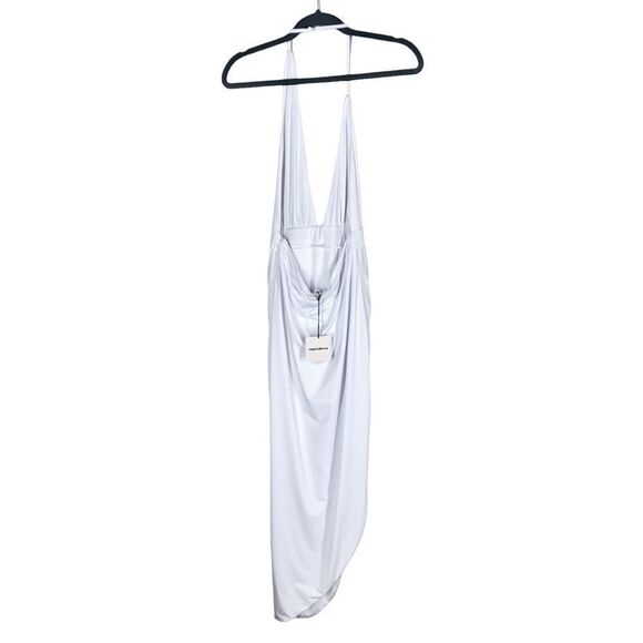 REVOLVE Superdown Mia Drape Slit Dress in White Stretch Asymmetric Design Small - Picture 6 of 8